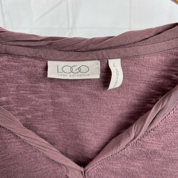 LOGO by Lori Goldstein Purple Long Sleeve V Neck Tee Size L - Picture 4 of 5